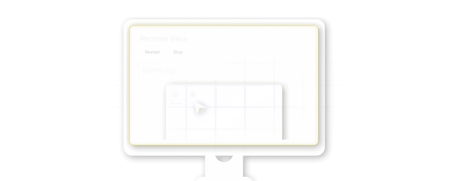 Screenshot of a remote monitoring dashboard showing 'Remote View,' illustrating remote access and control capabilities like real-time tracking and geofencing for a rugged device fleet.