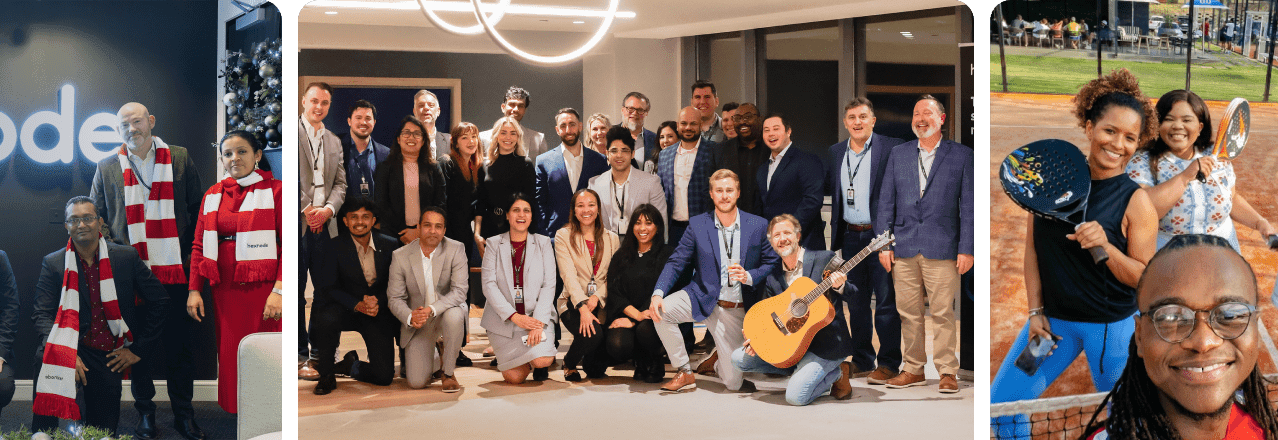 Global Hexnode workforce participating in office life and company events, illustrating the brand's commitment to honesty, creativity, and collaboration for those looking to join their journey.