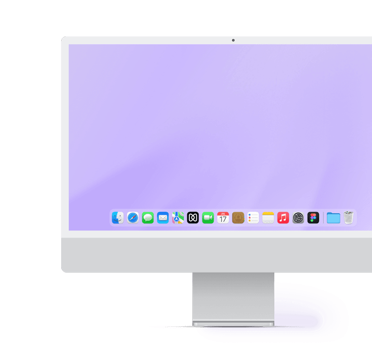 Close-up of an Apple desktop screen showing the macOS dock with various application icons.