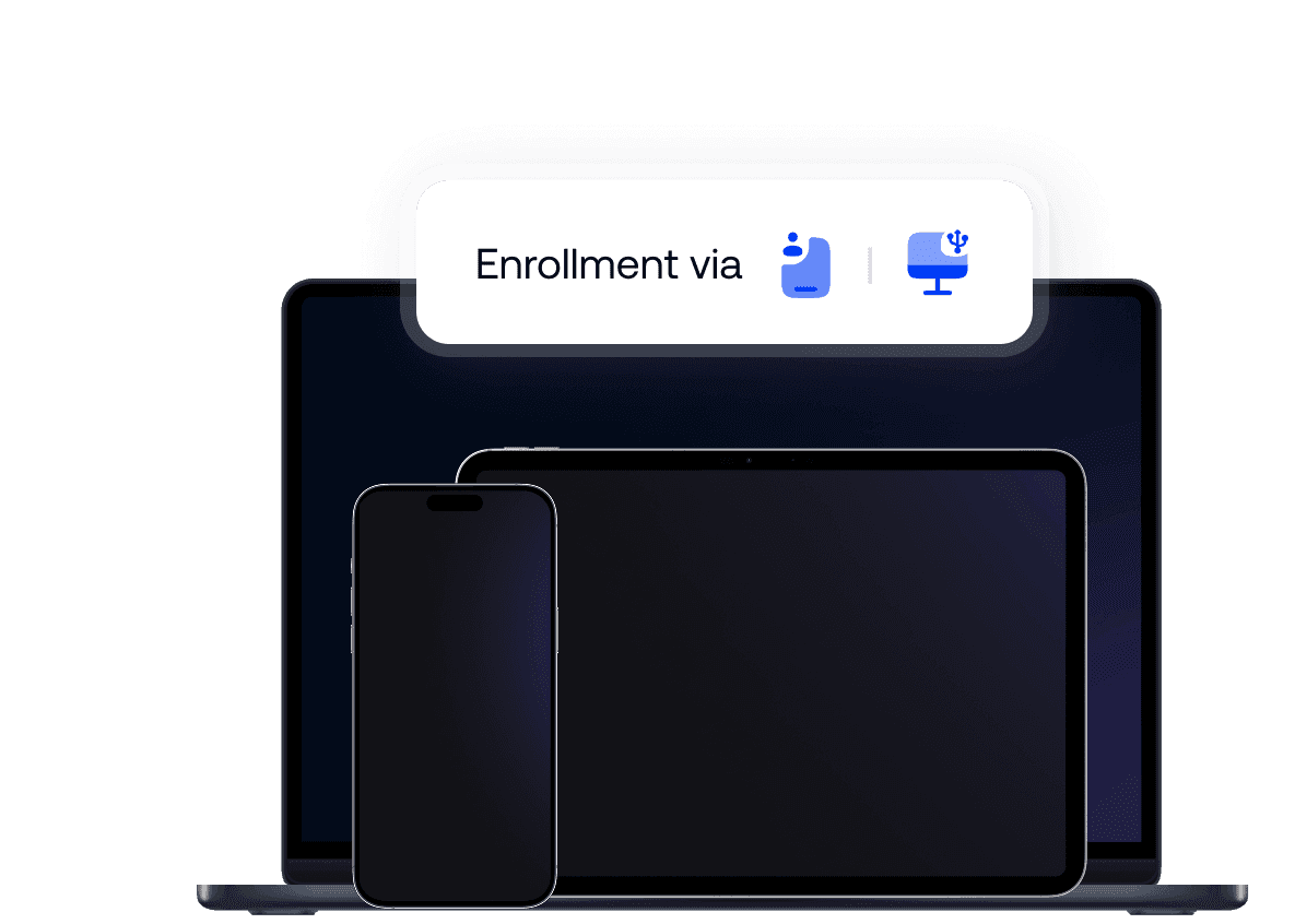 UEM enrollment across mobile and desktop devices via user or admin methods