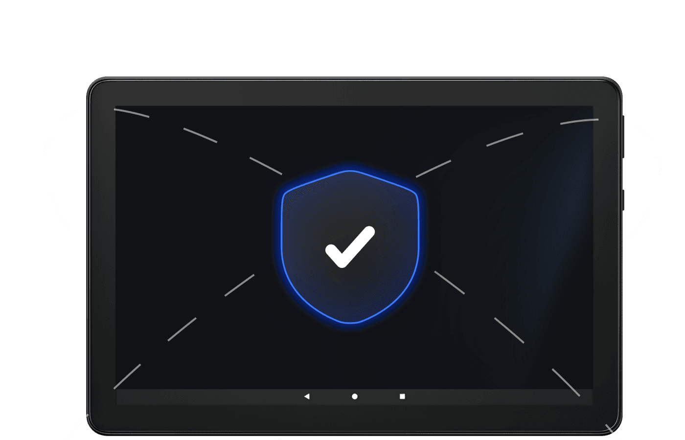 Multi-level security features on a managed tablet with a protective shield icon on the screen.