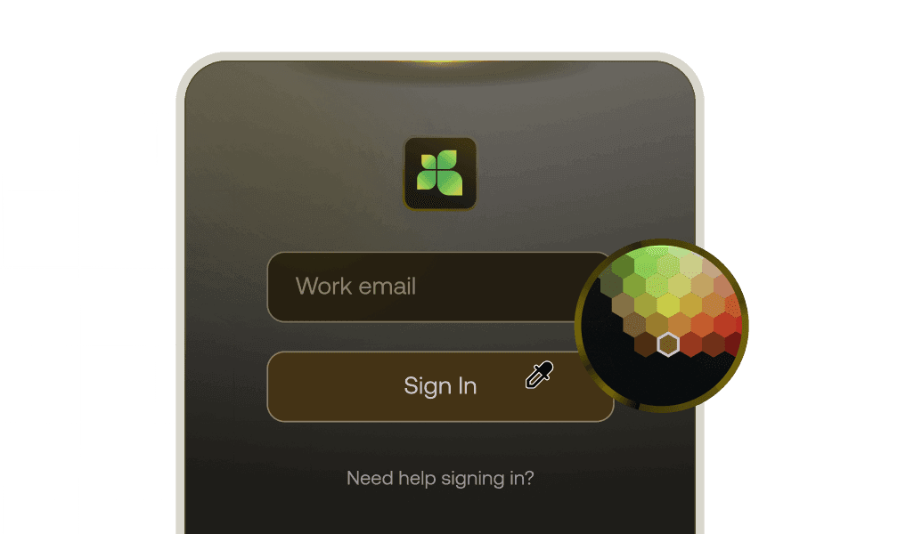 Custom branded login screen with organization styling and sign-in assistance options