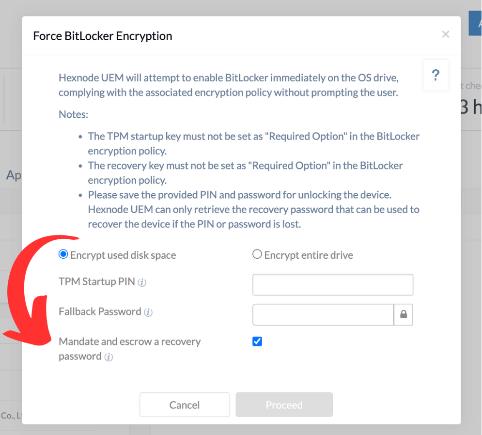 Escrow Recovery Password for Windows BitLocker | Hexnode Connect