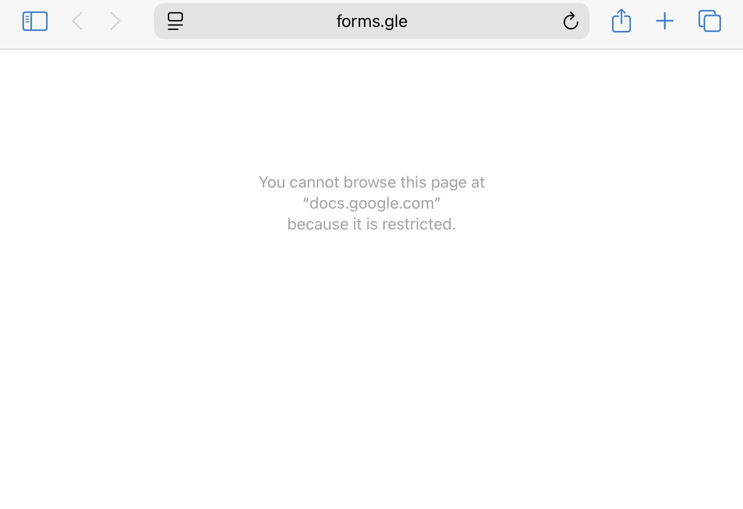 Restricted access error in loading website on iPad.