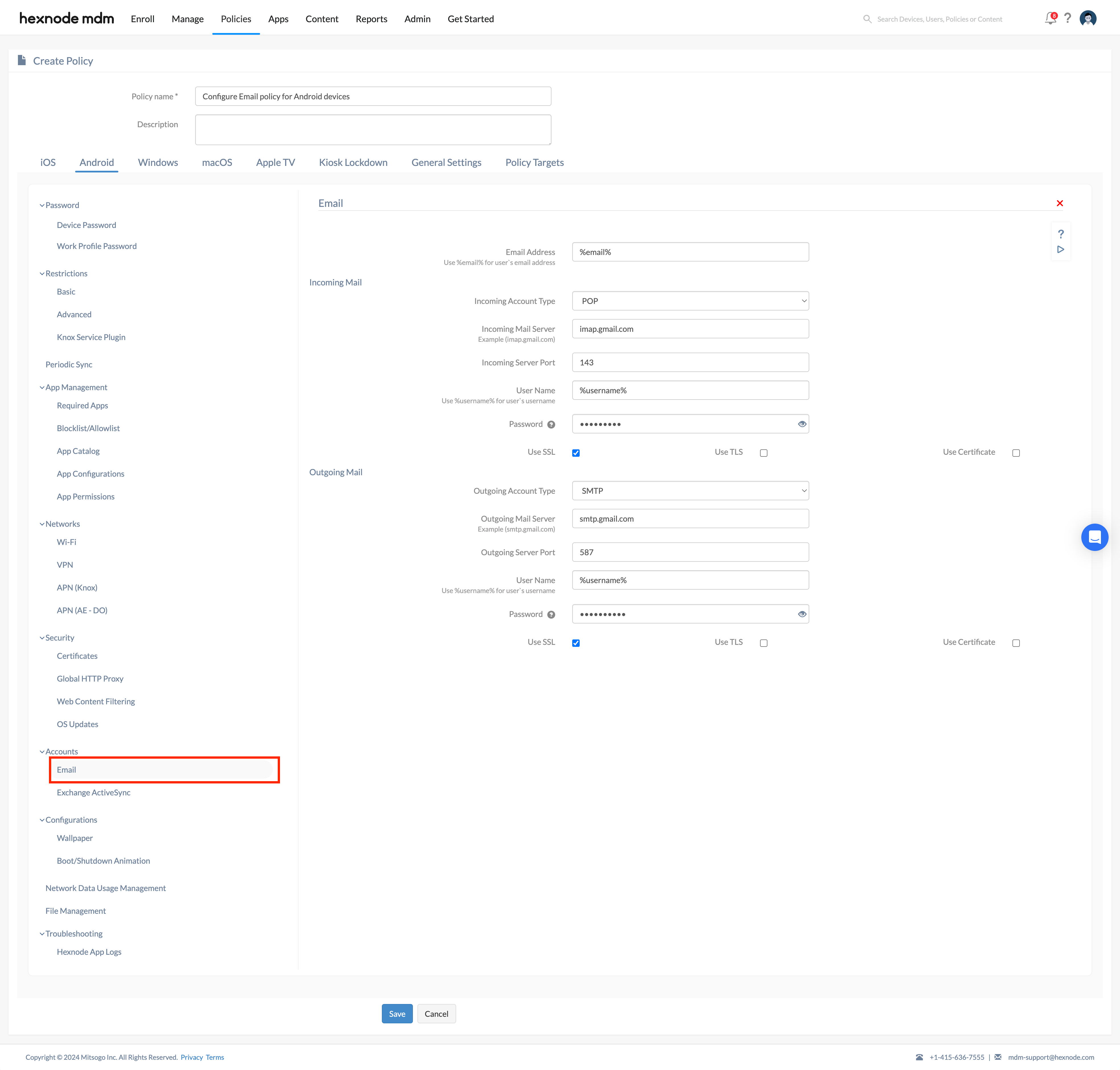 How To Configure Email On Android Devices Hexnode Help Center 0611